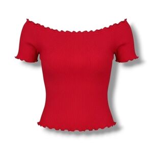 Forever 21 + women's Plus Size red Ribbed off the shoulder bodycon Cropped top